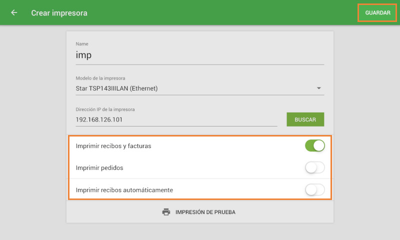 Seleccione los ajustes