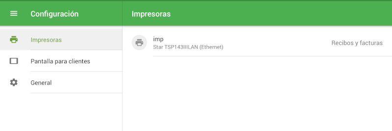 la lista de impresoras