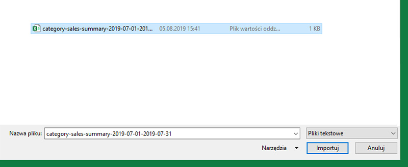 Wybierz swój plik CSV i kliknij „Importuj”