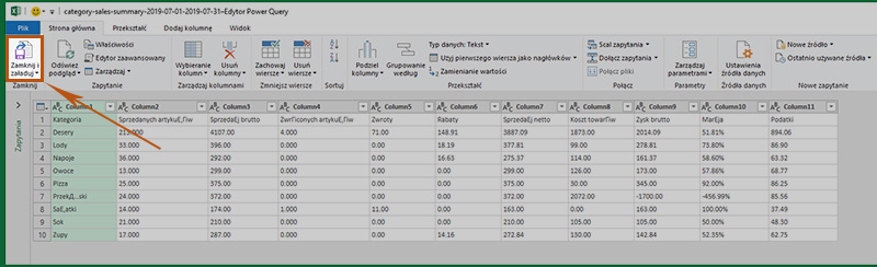 Kliknij „Zamknij i załaduj”.