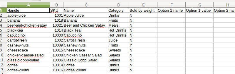 Ordinary items in export file