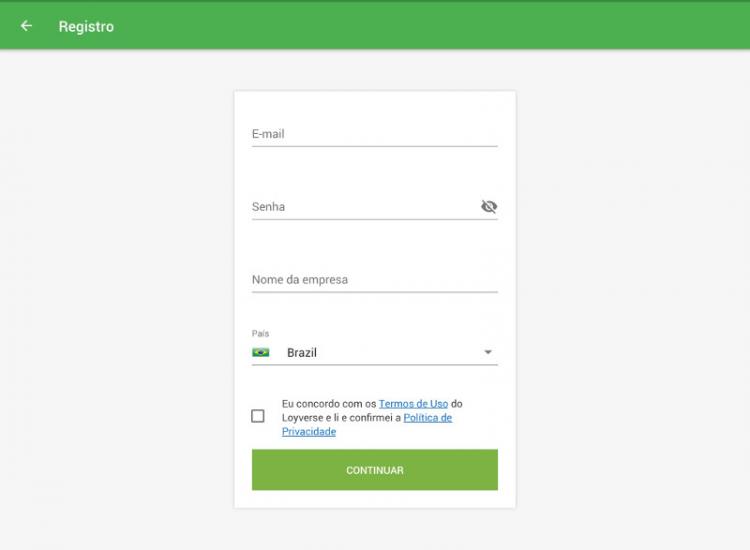 preenchendo o formulário de registo simples