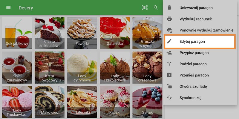 przycisk "Edytuj paragon"