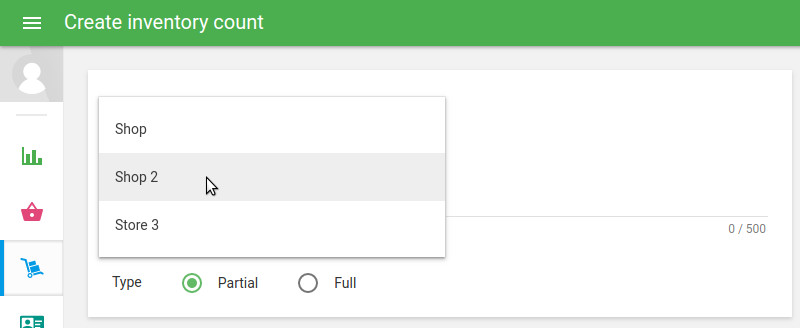 Sélectionnez le magasin dans la liste déroulante