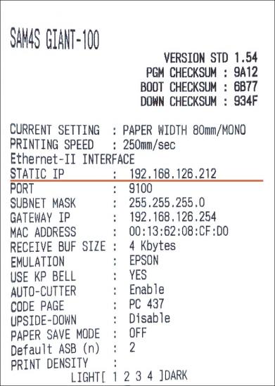 IP adres drukarki można znaleźć w sekcji „Status bieżących parametrów IP”
