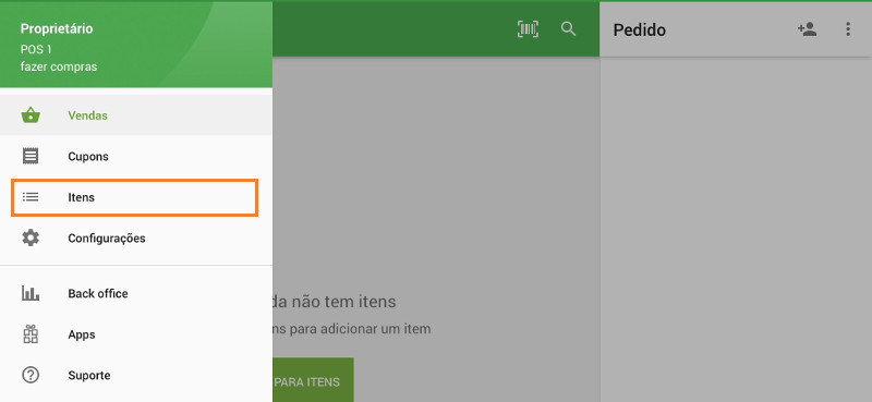 Em seguida, selecione o menu 'Itens'