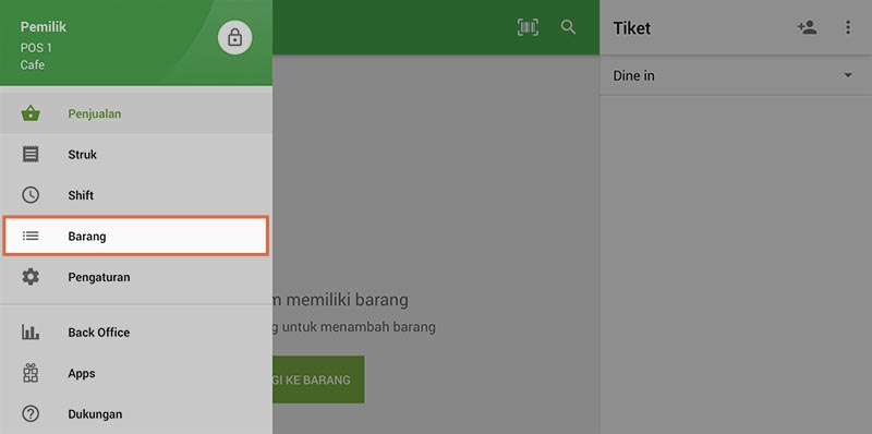 Selanjutnya, pilih menu 'Item'.