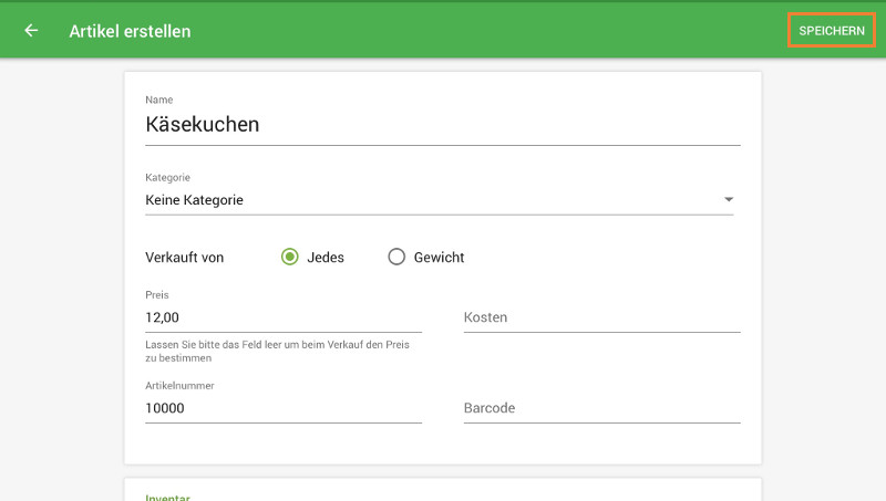 Seite ´Artikel erstellen´
