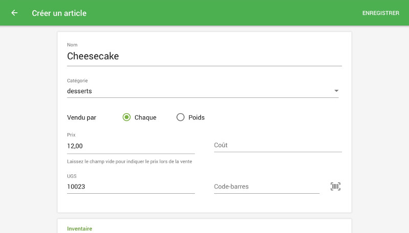 la page "Créer un article"