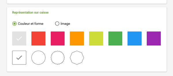 une couleur et une forme pour l'icône de l'article