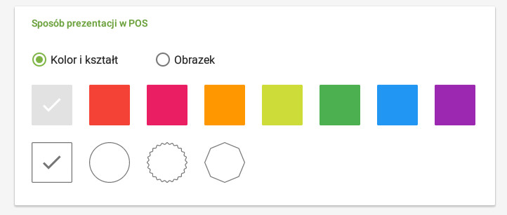 kolor i kształt ikonki artykułu