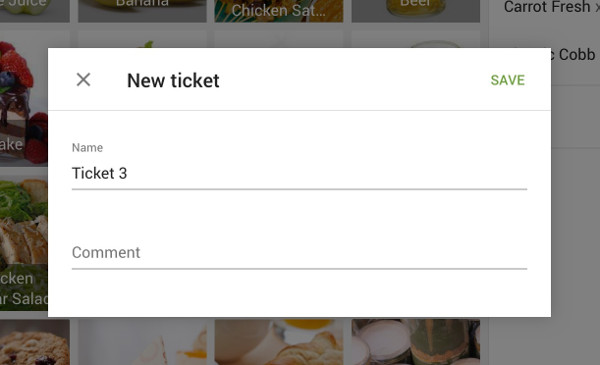 window to edit name and comment of the ticket
