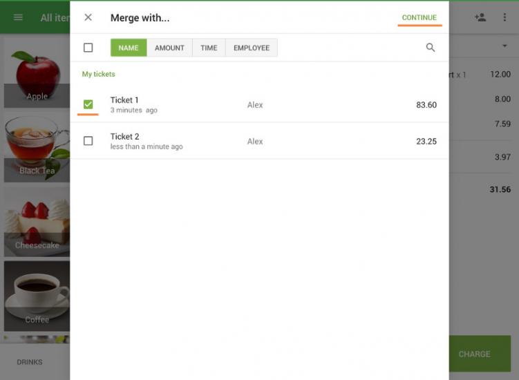 Selecting the ticket to merge your ticket with