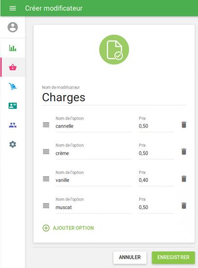 le formulaire ‘Créer modificateur’