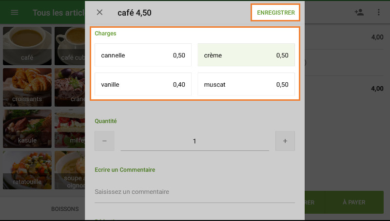 sélectionnez l'article avec le modificateur