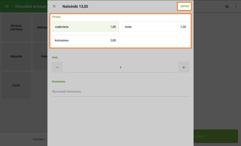 Wybier modyfikator okno dialogowe