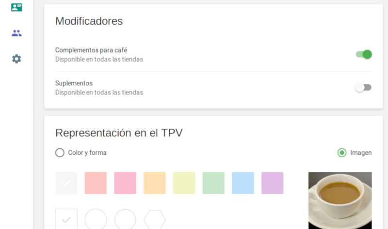 sección de Modificadores an un artículo