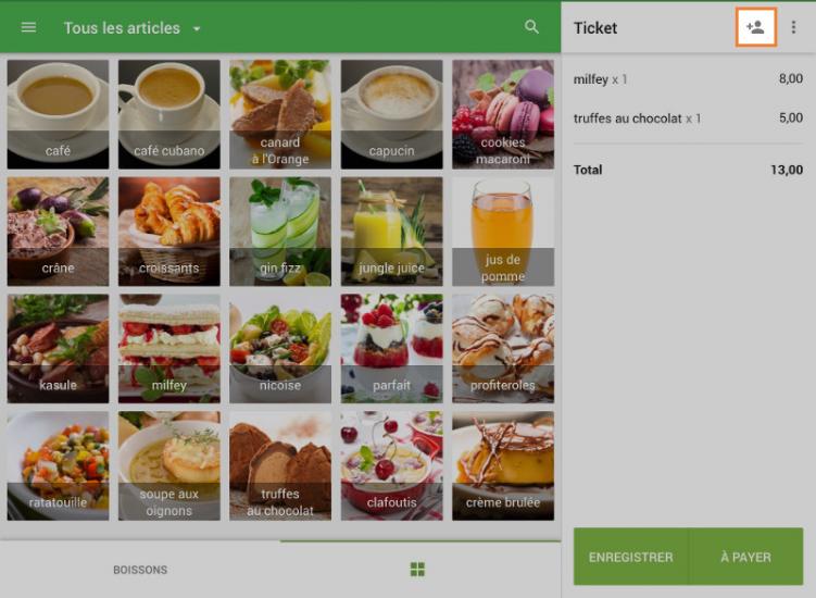 l’icône «Ajouter un client»