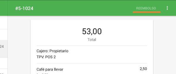 El botón de Reembolso no es funcional en modo offline
