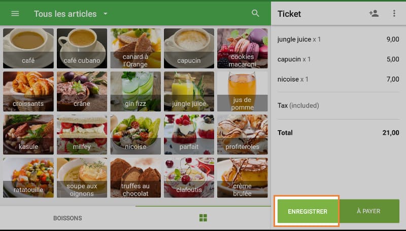  le bouton «Enregistrer»