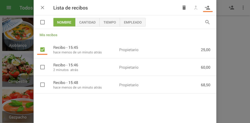 pulse el icono de las dos flechas