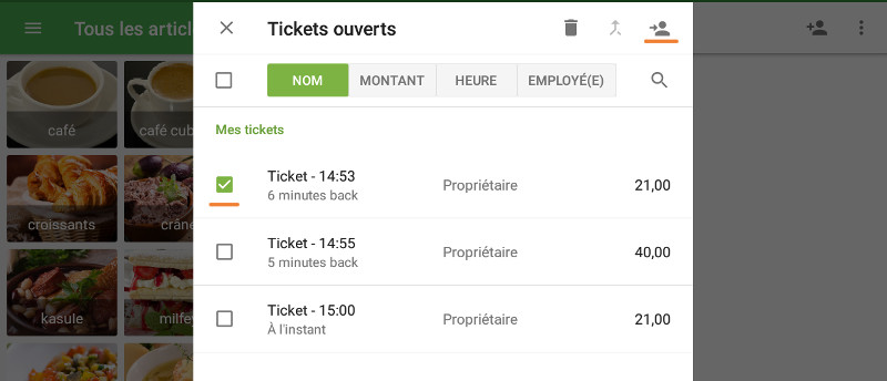  la liste de tickets ouverts