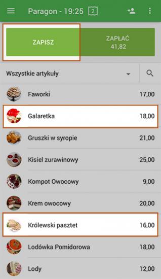 dodawanie artykuły do paragonu