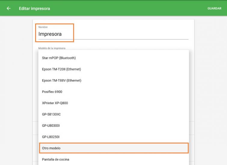 seleccione “otro modelo”