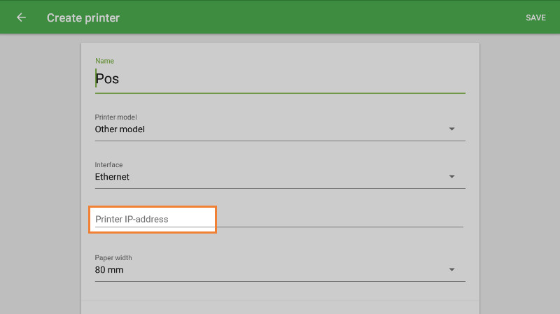  ‘Printer IP-address’ field