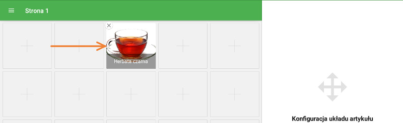 Przeciągając i zrzucając ikonkę artykułu, możesz przenieść go na inny kwadrat
