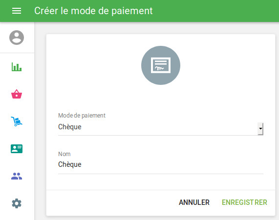 Créer le mode de paiement