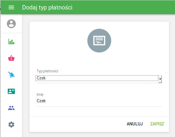 okno Dodaj typ płatności