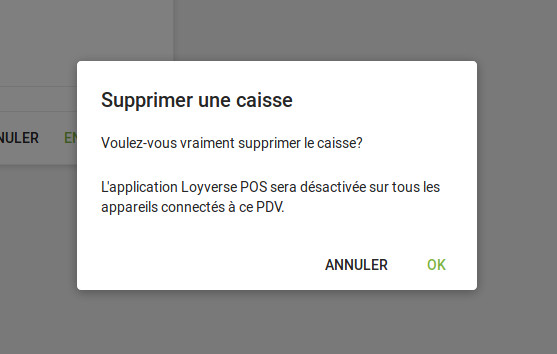 Supprimer une caisse