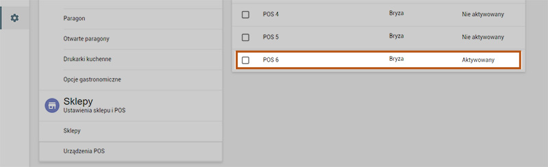 nowy POS, status Aktywowany