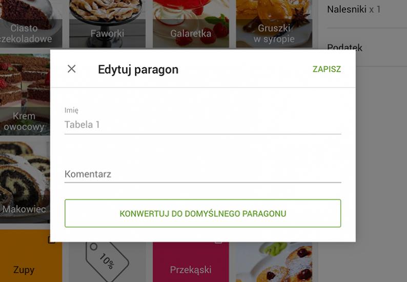 Edytowanie otwartego paragonu