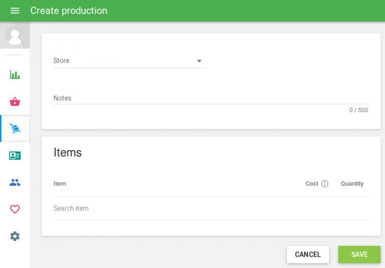 formulaire ‘Créer production’ s’ouvrira pour édition.