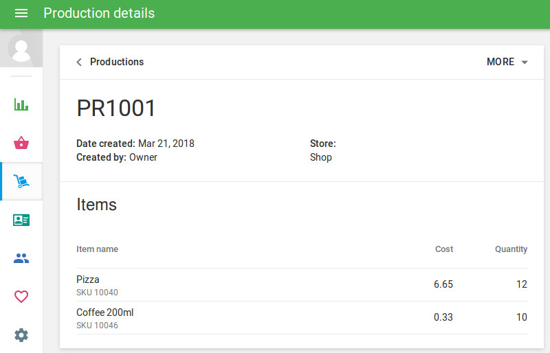 document de production créé