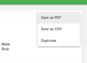 opérations disponibles dans le menu 
