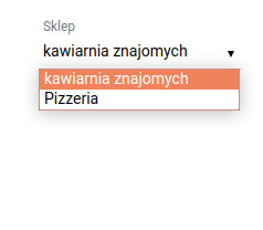 wybierz sklepy z listy rozwijanej