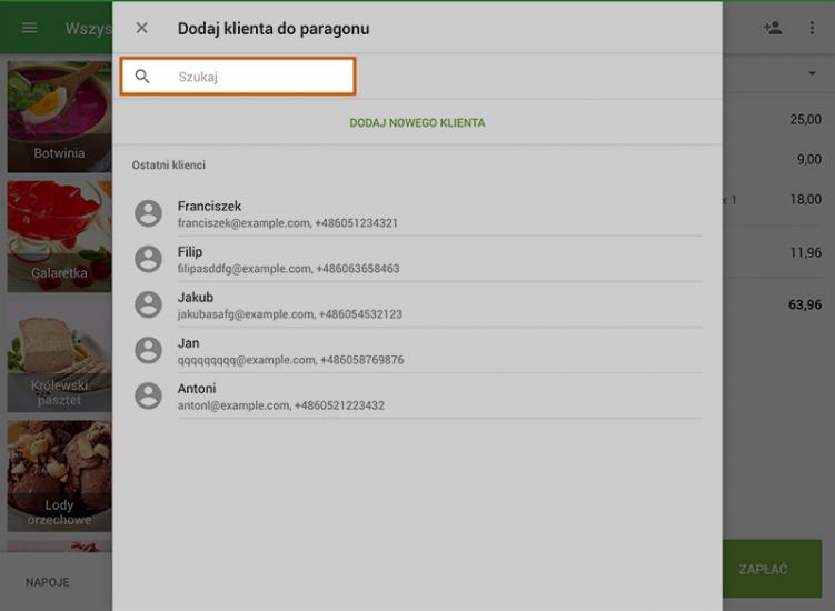 Doday klienta do paragonu