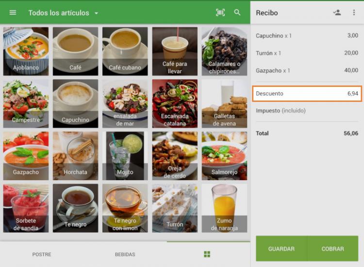 el descuento en el recibo