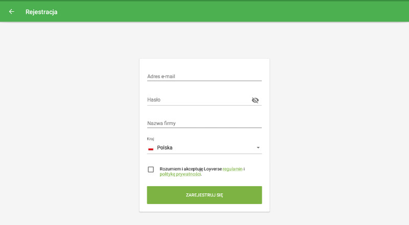 formularz rejestracyjny