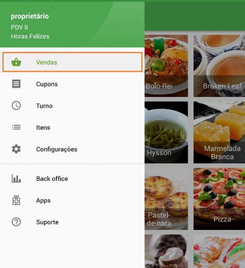vá para tela de “Vendas”