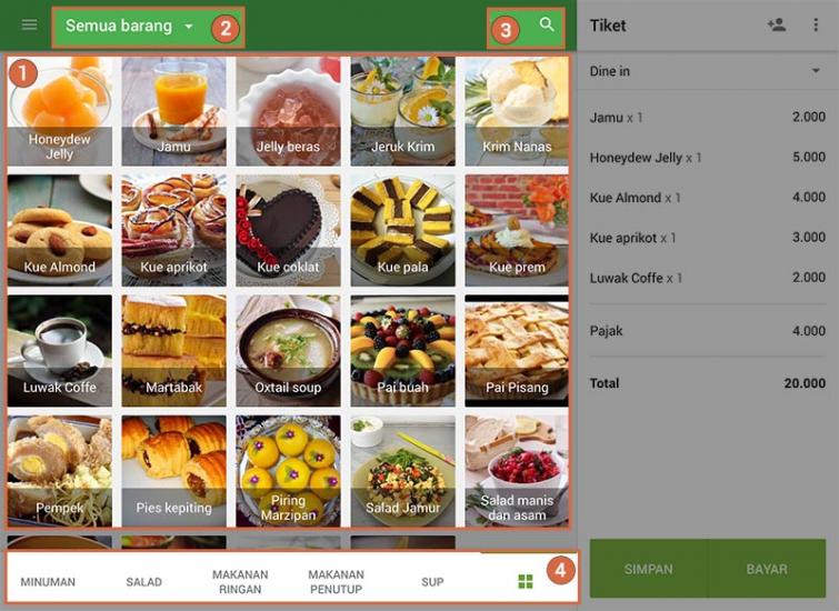 Tekan pada gambar atau ikon item pada layar penjualan.