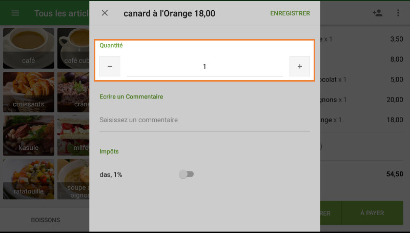 modifier la quantité d'articles