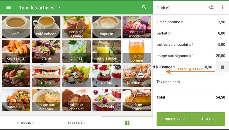 supprimer un article du ticket
