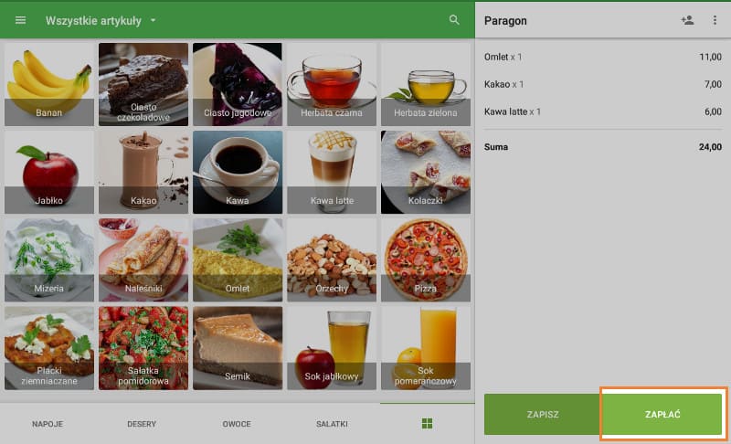 przycisk „Zapłać”