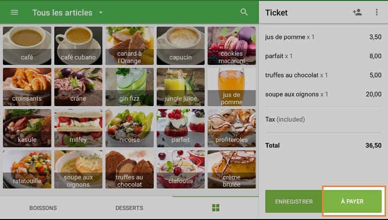  le bouton ‘à payer’