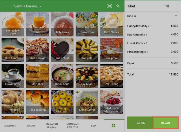 Klik "Pay" untuk pendaftaran penjualan.