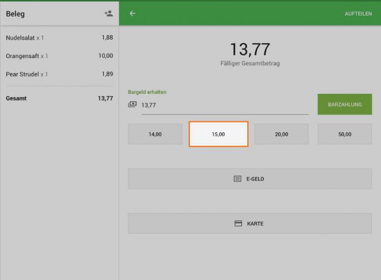 Im folgenden Dialogfenster können Sie eine Zahlungsart für den Kauf auswählen.